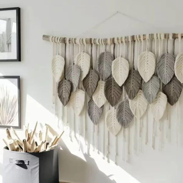 Hand-woven Macrame Leaves Wall Hanging - Image 2