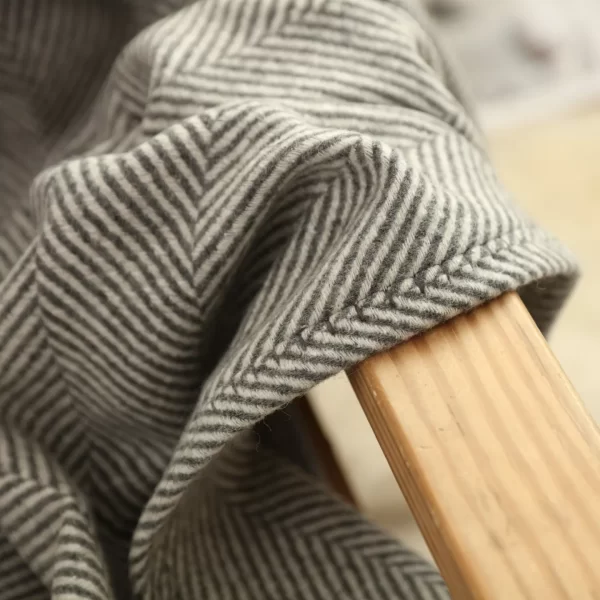 Handwoven Herringbone Stripe Wool Blanket - Image 4