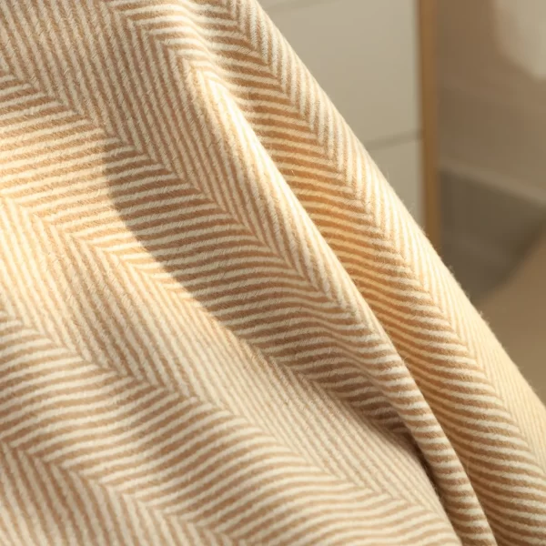 Handwoven Herringbone Stripe Wool Blanket - Image 3