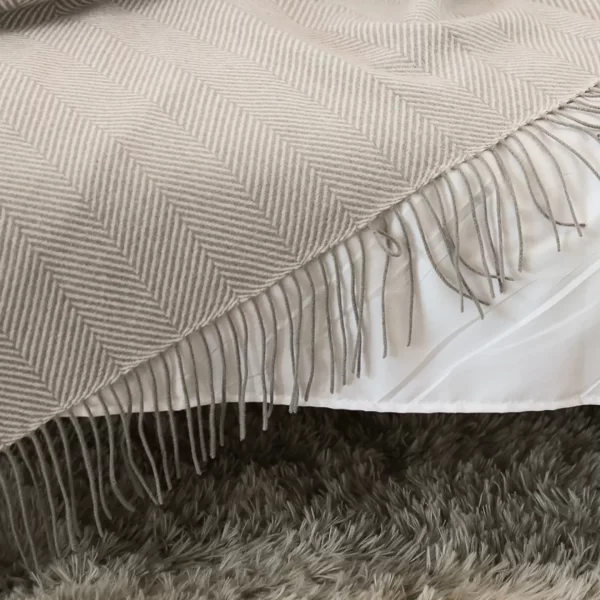 Handwoven Fringed  Wool Blanket